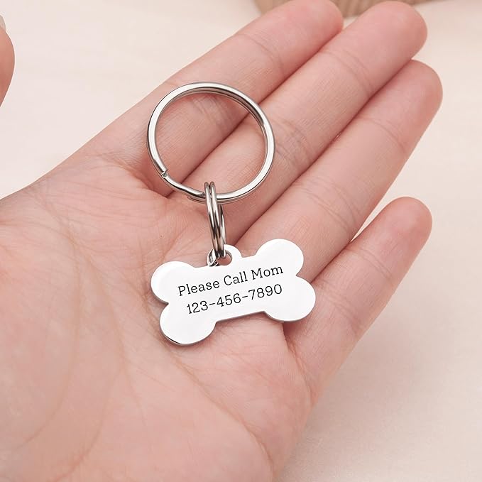 Anavia Small Size Dog Cat ID Tags, Small/XS Personalized Color Plated Stainless Steel Puppy Kitten Name Tags, Customized Engraved Nameplate Pet Collar Tag (Gold, Bone)