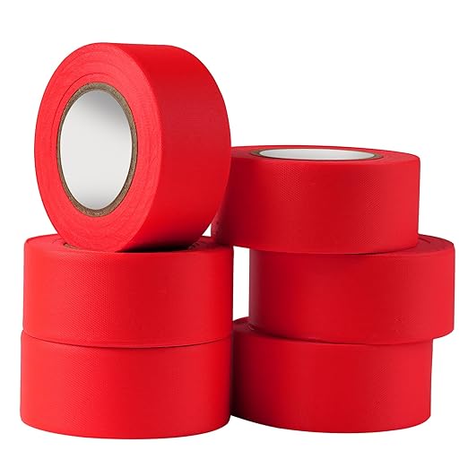 GEYYANG Red Flagging Tape,3.35 Mil Thick,1-3/16" x 98ft, 6 Rolls - NO Adhesive - Survey and Mark Boundaries, Trees and Hazardous Areas - Weatherproof and Fade-Resistant