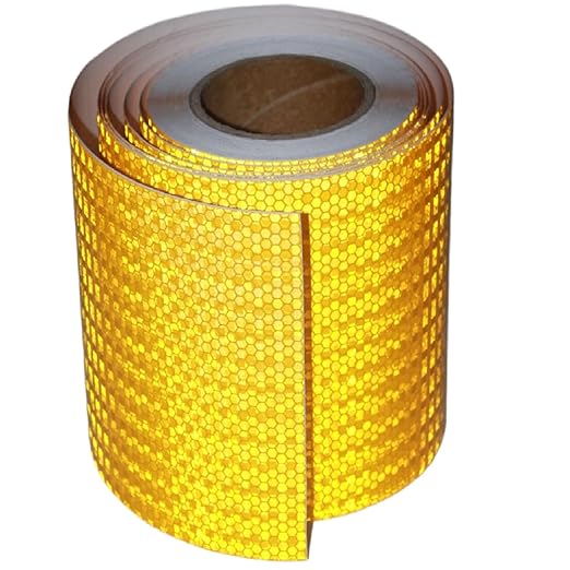 Industrial Reflective Tape Yellow 8 inch for Bikes, Outdoor Waterproof High Visibility Safety Warning Adhesive Stickers Strips (66 feet)