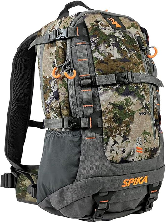 SPIKA Hunting Backpacks for Men, 25L Camo Hunting Day Pack with Water Bladder, Removable Waist Belt, Rifle Holder, Internal Ammo Storage and Rain Cover
