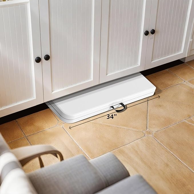 34" Square Folding Table, Portable Folding Card Table with Collapsible Legs & Carrying Handle, Plastic Tables for Camping,Picnic, Office, Party, White
