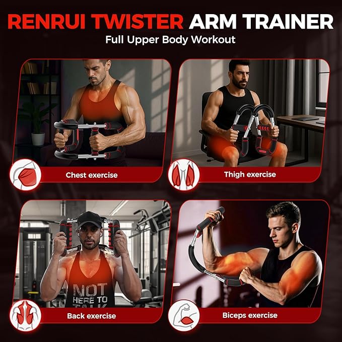 Twister Arm Trainer, Adjustable 5 Resistance Levels (40-130 lbs) Chest & Arm Workout Equipment for Men & Women, Ergonomic Home Gym Strength Trainer with Anti-Slip Handles & Carry Bag