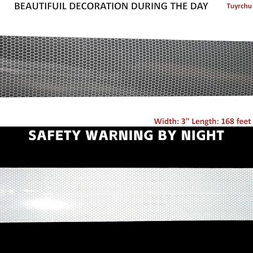 Industrial Non Fading Reflective Tape Silver 3 inch Wide, Outdoor Waterproof High Visibility Safety Adhesive Reflector Strips (66 feet)