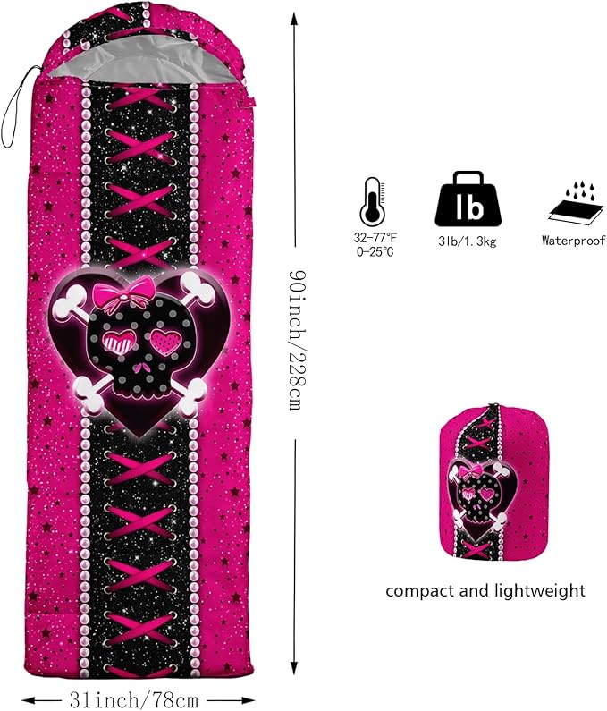 QOOMO Camping Sleeping Bags,3 Season Warm & Cool Weather,Lightweight,Waterproof Sleeping Bags for Adults & Kids,Traveling,and Outdoors,Camping Gear Equipment