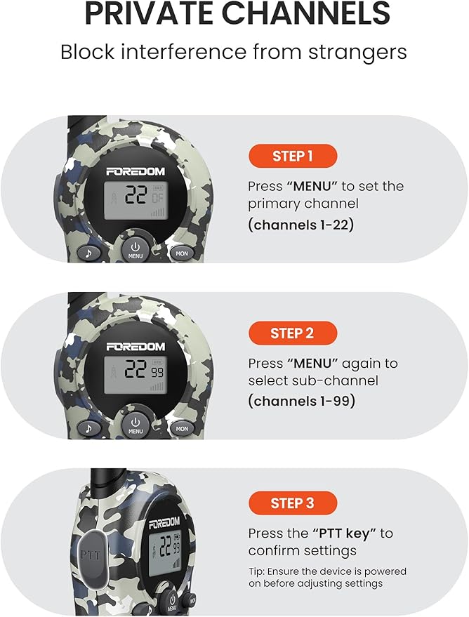 FOREDOM Walkie Talkies for Kids Walkie Talkies Long Range for Boys & Girls Age 3 to 12 Year Old Birthday Cool Army Toys - 2 Pack