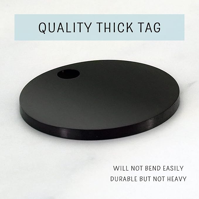 Ultra Joys Personalized Dog Tags for Pets - Durable Stainless Steel Customizable Dog Cat ID Tags - Dog Tags for Safety Optional Engraved on Both Sides -Round Shape Dog Tag Small Size, Black
