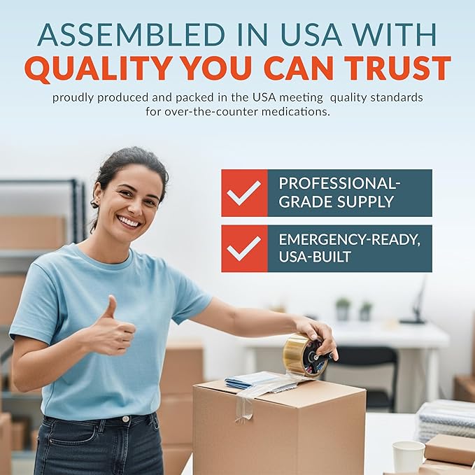 First Aid Kit Medication Refill – 43-Count Unit Dose Packets - Alcohol Pads & Bandages – Emergency Medicine Kit Pills - 1st Aid Kit Refill, Travel, Camping – Assembled in USA