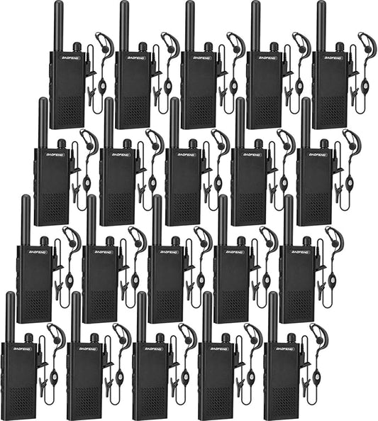 Baofeng T26 Walkie Talkies Long Range, Rechargeable Li-ion Battery 16 FRS Channel Two Way Radios with Earpieces for Adults, Handheld Mini Compact Walky Talky with Type-C Charging (20pack)