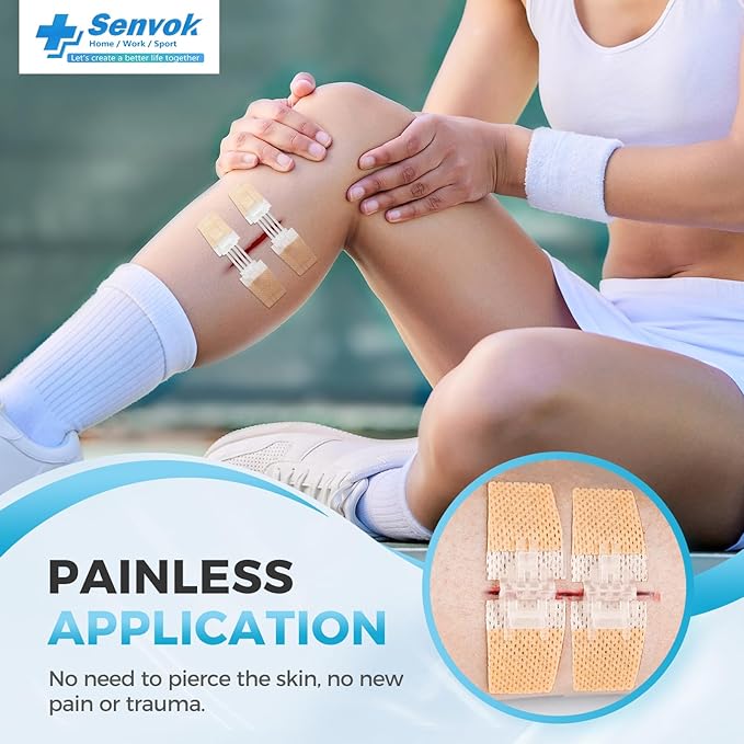 Wound Closure Device 4 Pcs - Zip Sutures & Butterfly Bandage | Stitchless Wound Repair, Rapid Hemostasis for Hiking, Camping, Wilderness Survival | Outdoor First Aid Essentials