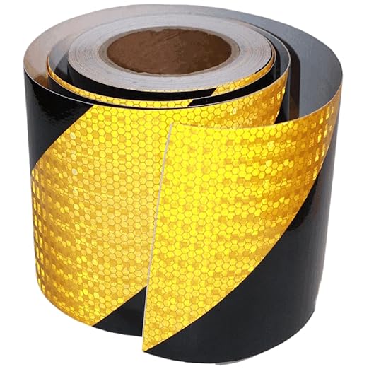 Reflective Tape Yellow Black 6 inch Wide for Bikes, Outdoor Waterproof High Visibility Safety Warning Adhesive Strips (66 feet)