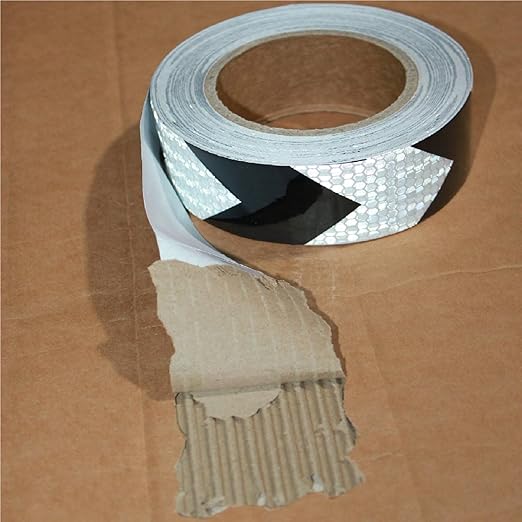 Black White Reflective Tape 1 inch Wide for Trailer, Outdoor Waterproof High Visibility Safety Warning Adhesive Strips (166 feet)