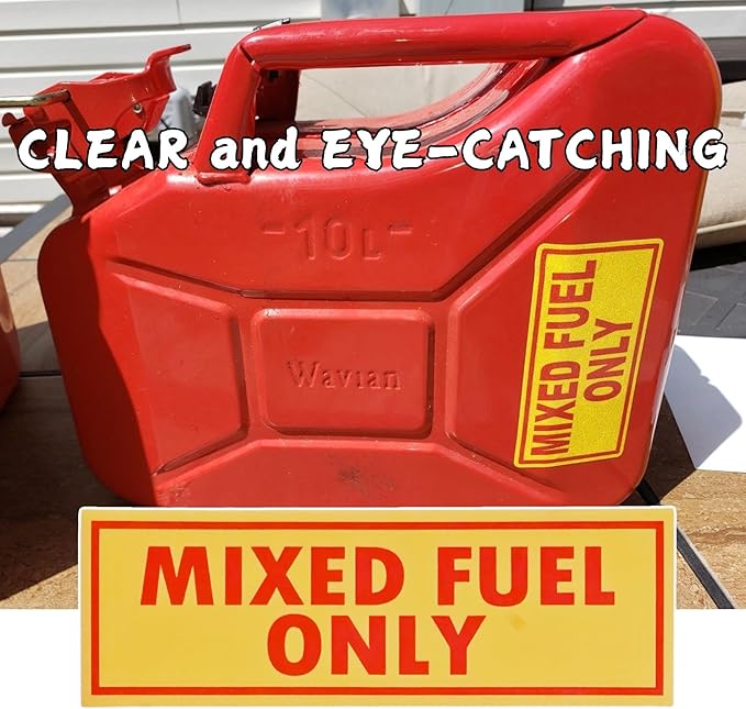 4PCS Mixed Fuel Only Vinyl Sticker for Outdoor Equipment Chainsaws Weed Eaters Durable Weather Resistant 2 Inch x 6 Inch