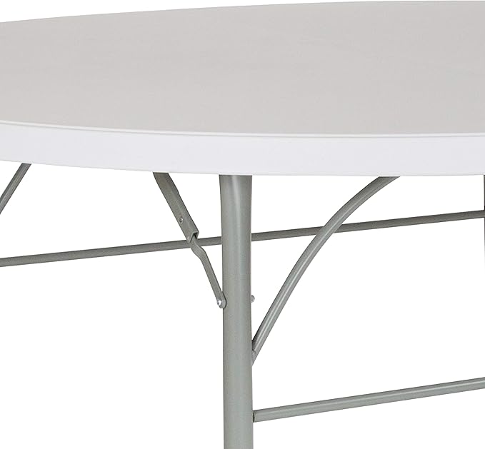 Flash Furniture Stonewall 6' Round Plastic Folding Event Table with Carrying Handle, Bi-Fold Banquet Table for Indoor/Outdoor Events, White