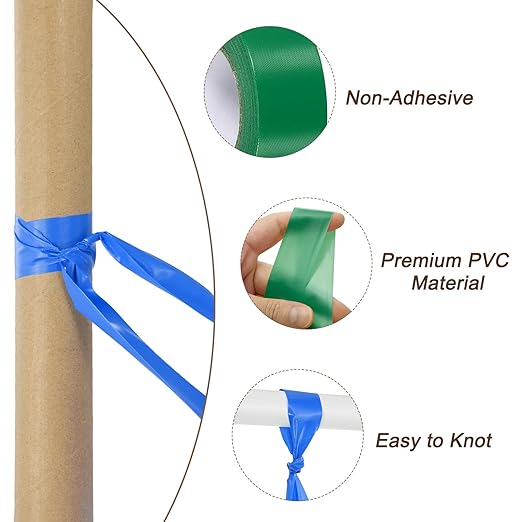 MECCANIXITY Flagging Tape,12 Pcs Non-Adhesive Plastic Neon Survey Marking Tape 1 Inch x 98 Feet for Tree Hunting Boundaries Hazardous Areas Marking Ribbon Deep Green
