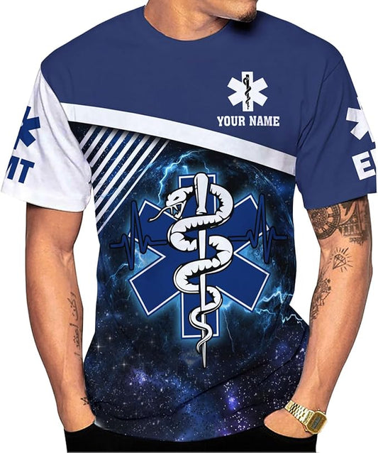 Personalized EMT 3D Shirt, EMT 3D Hoodie, 3D EMS Hoodies for Men, Medical Uniforms EMS Shirt, Emergency Medical Service Shirt