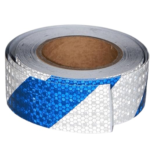 Reflective Tape Blue White 2 Inch x 68 Feet, Outdoor Waterproof Warning Reflector, Night Safety Stickers for Vehicles