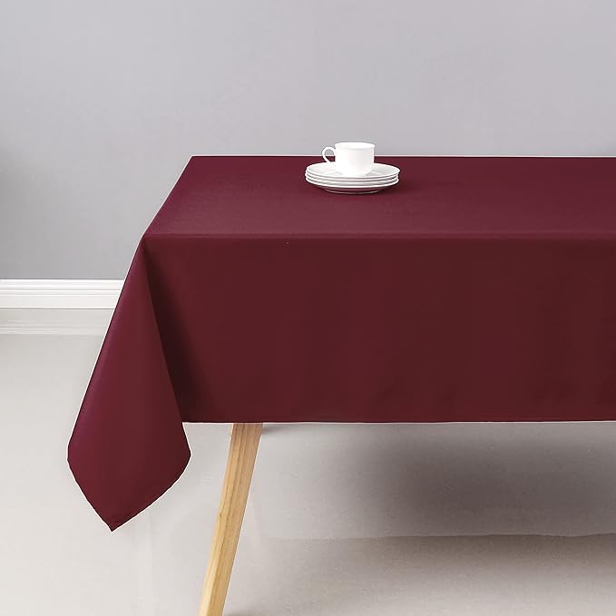 Wewoch Burgundy Rectangle Tablecloth Water Resistant Washable Polyester Table Cloth for Dining,Kitchen, Parties Weddings and Outdoor Use 60 Inch by 84 Inch