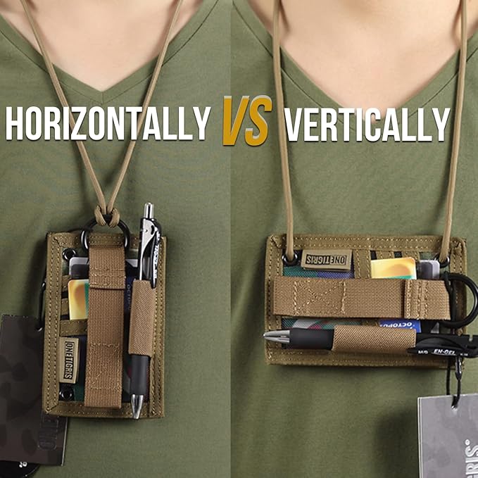 OneTigris Tactical ID Card Holder Hook & Loop Patch Badge Holder Neck Lanyard Key Ring and Credit Card Organizer