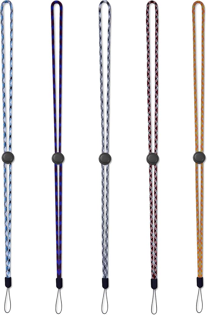 YOUOWO 5 Pack 5 Colours Adjustable Lanyards Neck Strap Lanyard For Keys Pen Phone ID Badges Holder