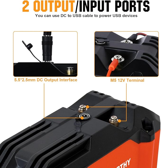 ECO-WORTHY 2 Pack Portable 12V 20AH LiFePO4 Battery, Lithium Deep Cycle Rechargeable Battery, Built-in BMS, 4000+ Cycles,Perfect for Outdoor Camping Fishing Marine Trolling Motor Fishfinder RV