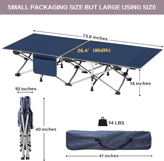 Camping cot, Camping Bed cots for Sleeping 450LBS(Max Load) 75x28 inches Folding cot with Carry Bag Double Layer Oxford Camping cots Sleeping cots for Adults Office Home Nap Beach Vocation