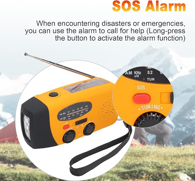 Yunir Emergency Radio, Solar Hand Crank Portable AM FM Radio Phone Charger with 2000mAh Battery, for Camping Hiking Power Outage (European Version)