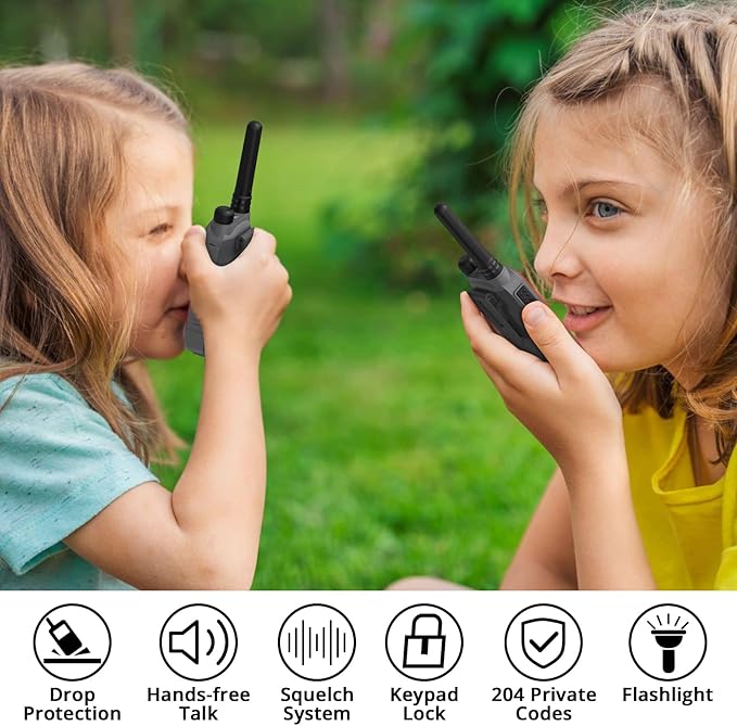 Radioddity FS-T3 Walkie Talkies for Adults Kids Long Range 4 Pack Rechargeable Walky Talky FRS Two Way Radio, 22 Channels USB Charging with Flashlight Earpiece for Camping
