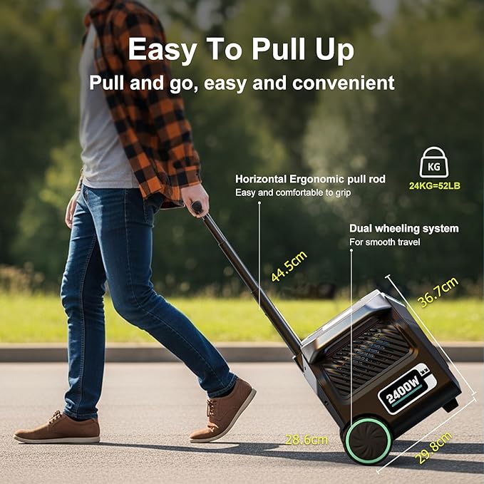 IEE 2400W (5000W Peak) Portable Power Station P2400 with 100W Solar Panel, 2048Wh Solar Generator, 1800W AC Charging, AC Outlets x 4, LiFePO4 Battery Power Station for Home Use, Power Outage, RV
