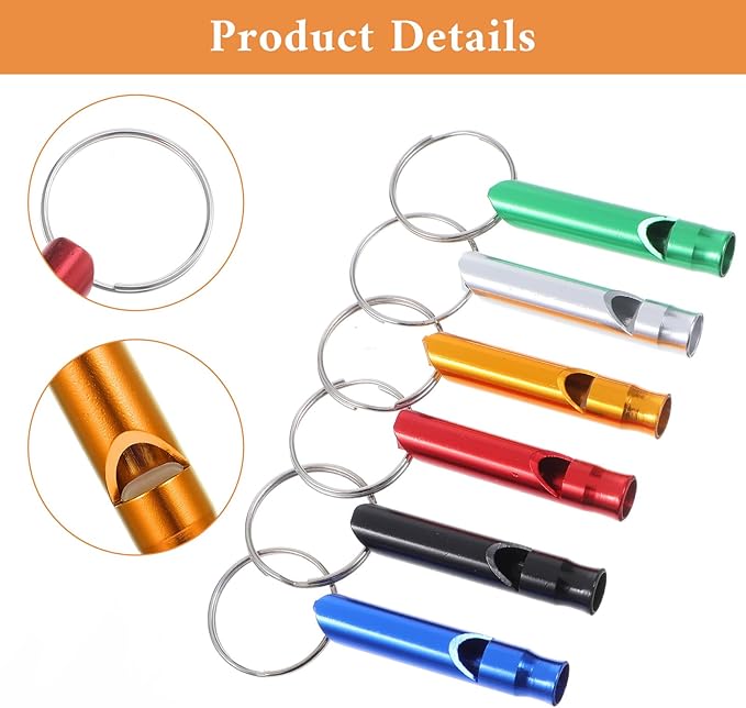 140 Pcs Emergency Survival Whistle with Keychain, Aluminum Extra Loud Safety Survival Whistle Key Chain for Outdoor Camping Hiking Hunting Boating Sports and Emergency Situations, Multicolor
