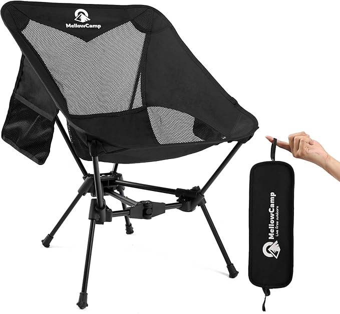 MellowCamp Camping Chair, Ultralight Folding Backpacking Hiking Chair, Compact Portable for Hiking, Camping, Backpacking, Beach, Roadtrip (Dark Night)