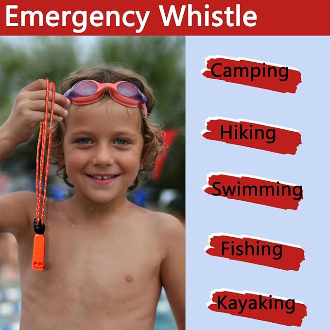 Emergency Whistle, 120db Safety Whistle Survival Shrill Loud for Camping Hiking Hunting Boating Fishing Life Vest Jacket Rescue Signaling Kids Lifeguard 5 Pack