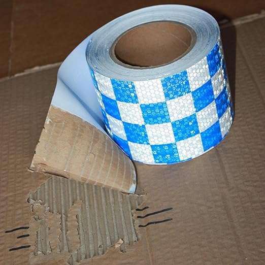 Reflective Tape Blue White 4 inch Wide for Truck, Outdoor Waterproof High Visibility Safety Warning Adhesive Strips (166 feet)