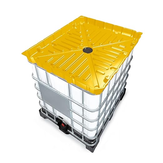 DENIOS® IBC Tote Funnel - 49.5"x42"x5" | Extra Large Funnel | Wide Mouth for IBC Totes | Perfect for Fast, Spill-Free Liquid Transfer | Heavy-Duty Large | Yellow | Tote not Included