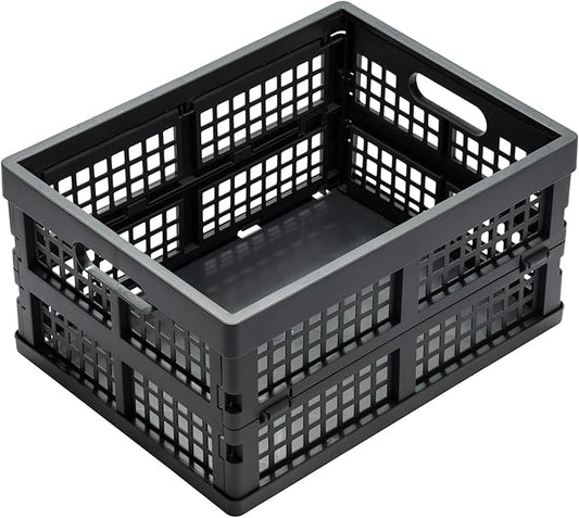 16L Collapsible Storage Crates,Folding Plastic Crates for Storage,Pack of 4,Gray