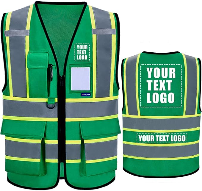 AYKRM Custom Logo Personalised Printed High Visibility Reflective 2 two tone work construction Safety Vest