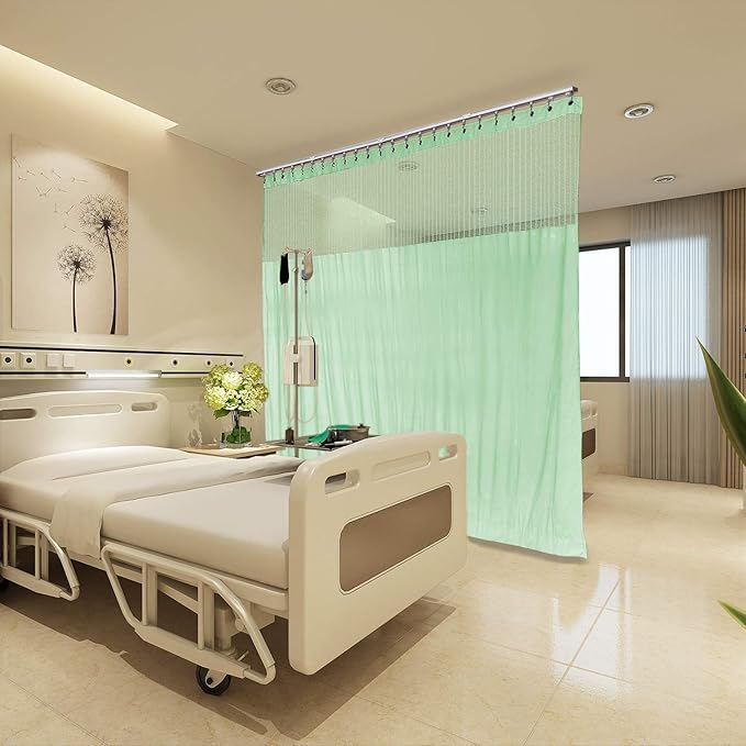 Macochico Green Medical Curtains Privacy Hospital Cubicle Nickel Grommet Hospital Curtain for Hospital Medical Clinic SPA Lab Curtain Room Divider,5ft Wide x 8.5ft Tall(1 Panel)