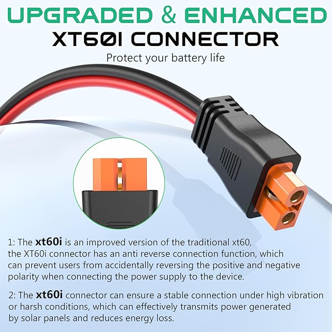 12AWG XT60i Solar Cable 10FT, Solar to XT60i Charging Cable, Solar Connector to XT60i Connector Solar Cable, XT60i Charging Cable for Portable Power Station and Solar Generator