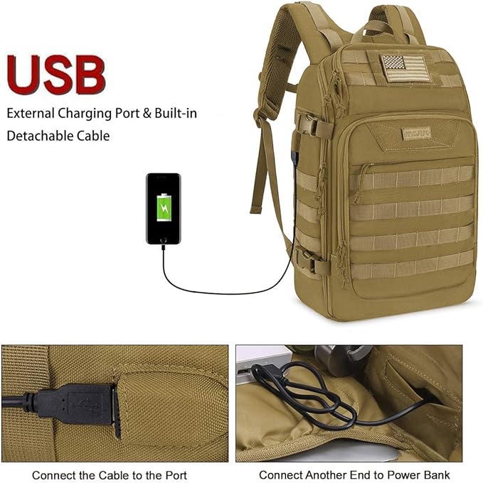MOSISO 30L Military Tactical Backpack for Men, Army Backpack Military Daypack 3 Day Assault Pack Hiking Rucksack Bug Out Bag, Khaki