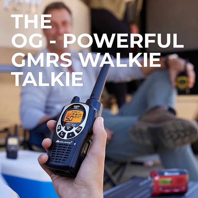 Midland GXT1000VP4 GMRS Two-Way Radio (50-Channel, Long Range, 142 Privacy Codes, SOS, NOAA, Rechargeable Nickle Battery, Black/Silver, 2-Pack)