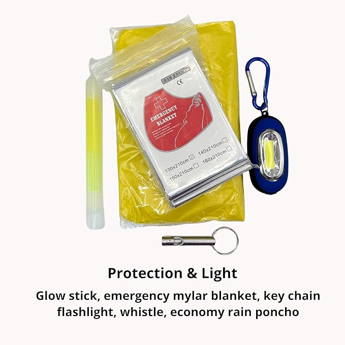 Emergency Storm Survival Kit – 15 Essentials (31 Total Pieces) Hurricane, Power Outage & Disaster Preparedness Supplies with Water, Electrolytes, First Aid, Flashlight & Blanket