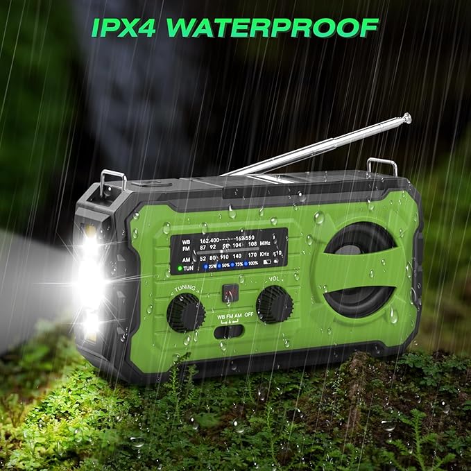 Emergency Weather Radio 37000mWh Solar Hank Crank Radio USB Charged with NOAA/AM/FM, Flashlight, Reading Light, SOS Alarm for Emergency Kit for Indoor Outdoor Power Outage Survival Essentials