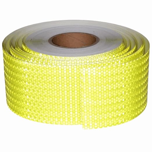 Fluorescent Yellow Reflective Tape Outdoor Waterproof 4 inch Wide, High Visibility Warning Safety Industrial Marking Tape (168 feet)