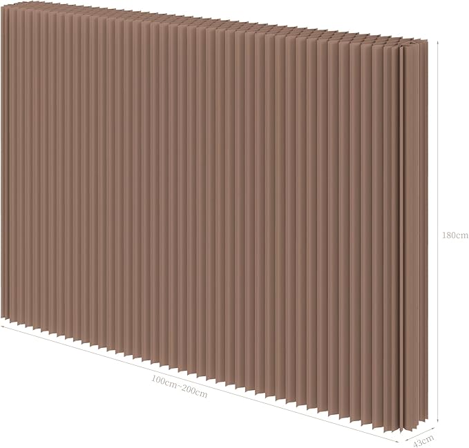 Paper Room Divider, Folding Privacy Screen Lightweight Stretchable Accordion Room Divider Wall, Portable Paper Wall Divide for Home, Office, Clothing Shop (Brown, L：79in x W: 17in x H：71in)