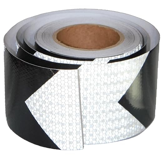 Black White Reflective Tape 4 Inch x 68 Feet, Outdoor Waterproof High Visibility Stickers, High Intensity Safety Strips