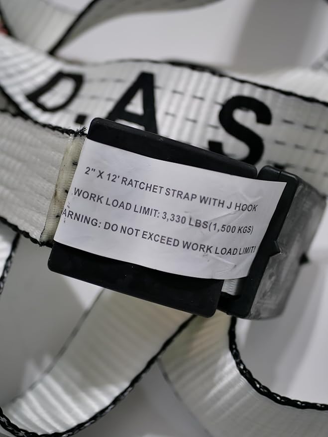 D.A.S. Car Hauler Straps - 3333lb Load Limit, Set of 4 Wheel Tie Down Straps for Car, Truck, and UTV Transport, Secure Car Tie Dow, Three Cleat Design | White Color