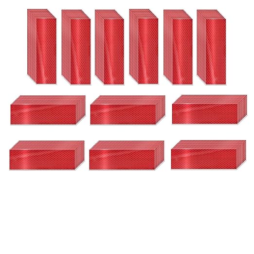 Red Reflective Stickers 2 inch X 6 inch, Outdoor Waterproof High Visibility Warning Safety Adhesive Reflector Tape (120 Pcs)