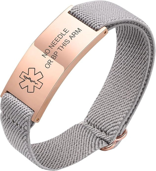 VNOX Medical Alert Bracelets for Men & Women Kids with Free Engraving Adjustable Stainless Steel Mesh Emergency Medical ID Bracelets Wristband