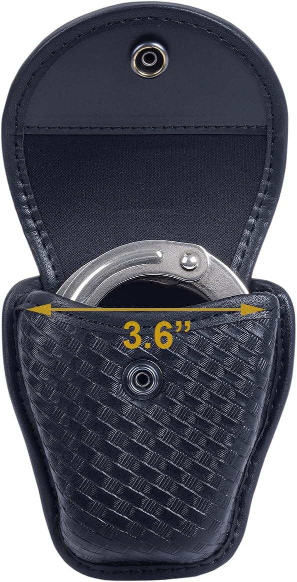 TAFTACFR Molded Single Handcuff Pouch Case for Duty Belt, Law Enforcement Holder With Removable Top Cover and Hidden Snap