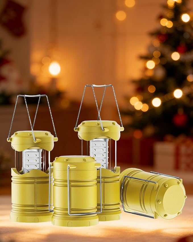 Lichamp 4 Pack LED Camping Lanterns, Battery Powered Camping Lights LED Collapsible Flashlight Portable Emergency Supplies Kit, A4YL