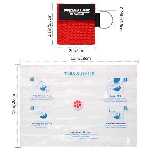 CPR Face Shield with Keyring (6 Pack), CPR Pocket Mask for Emergency Kit, First-Aid and Training with One-Way Valve by Frontline (Pink)